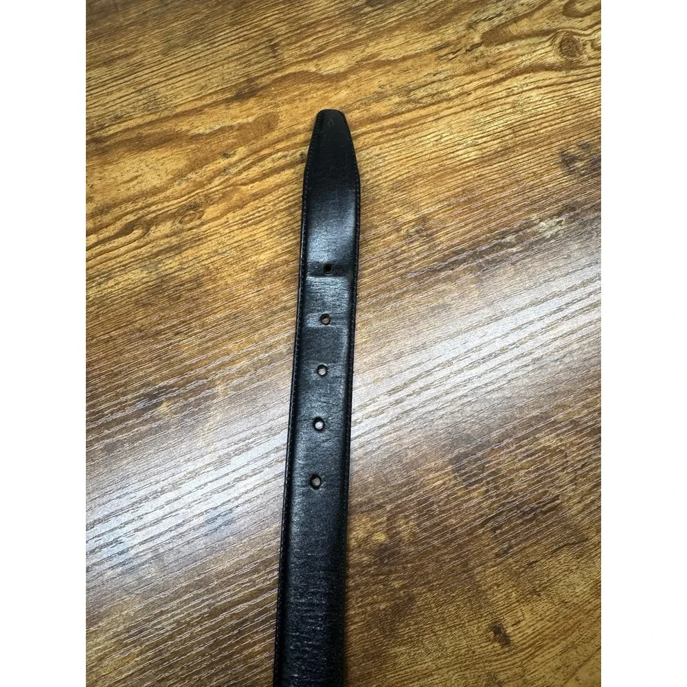 Brooks Brothers 346 Mens Black Leather Belt Made‎ in Italy Size 36 Silver Buckle